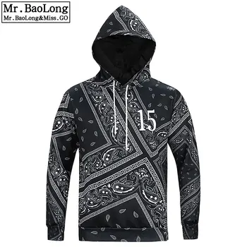 

2019 Autumn New Fashion Women and Men Lovers Paisley Black Bandana Printed Hoodies Sweatshirts With Hoody Pullover Hip Hop Coat