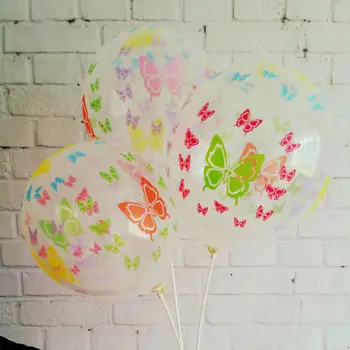 

12 Inch Latex Balloon Transparent balloon Romantic butterfly printed 50pcs/lot Free Shipping Party Wedding Birthday Supplies