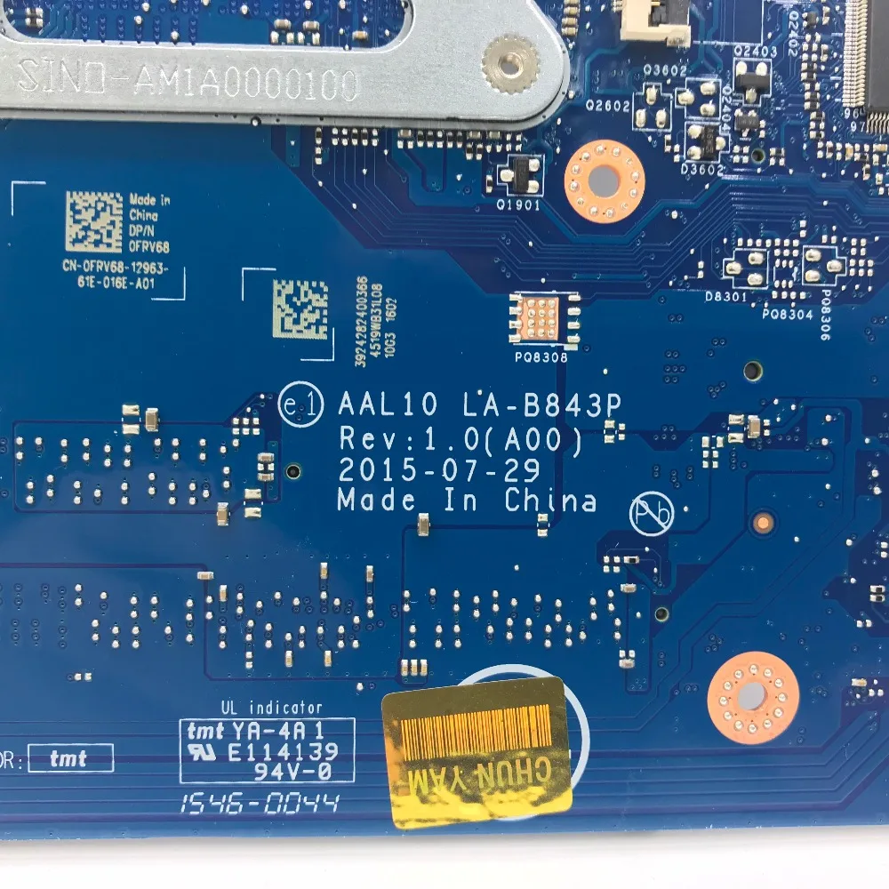 KEFU 5558 CN-0FRV68 For DELL CN-0FRV68 FRV68 5458 5558 5758 Laptop Motherboard I3-4005U/I3-4030U GT920M LA-B843P work 100%