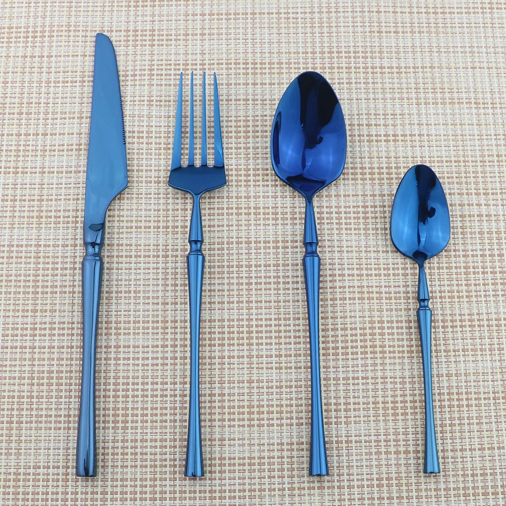 

Tableware 24 Pcs/set Blue Dinnerware Set 304 Stainless Steel Western Cutlery Set Forks Knife Teaspoon Kitchen Food Drop Shipping