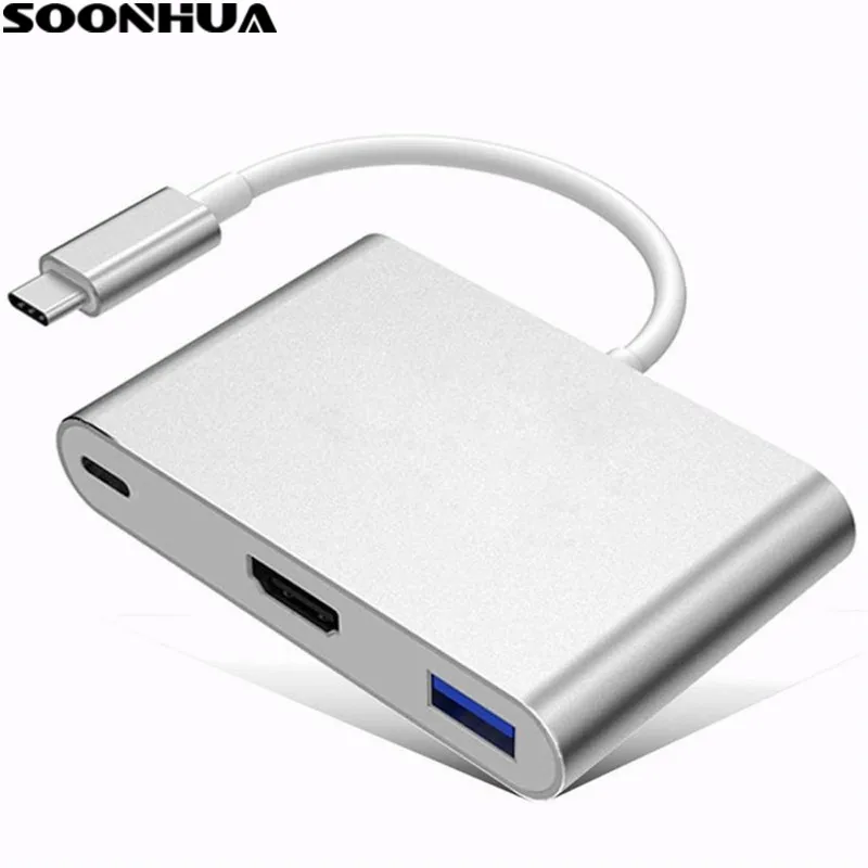 3-in-1 USB Type C USB 3.1 to HDMI 4K USB3.0 USB 3.1 Adapter Converter Cable for Apple Macbook Pro 2016 Macbook 2015