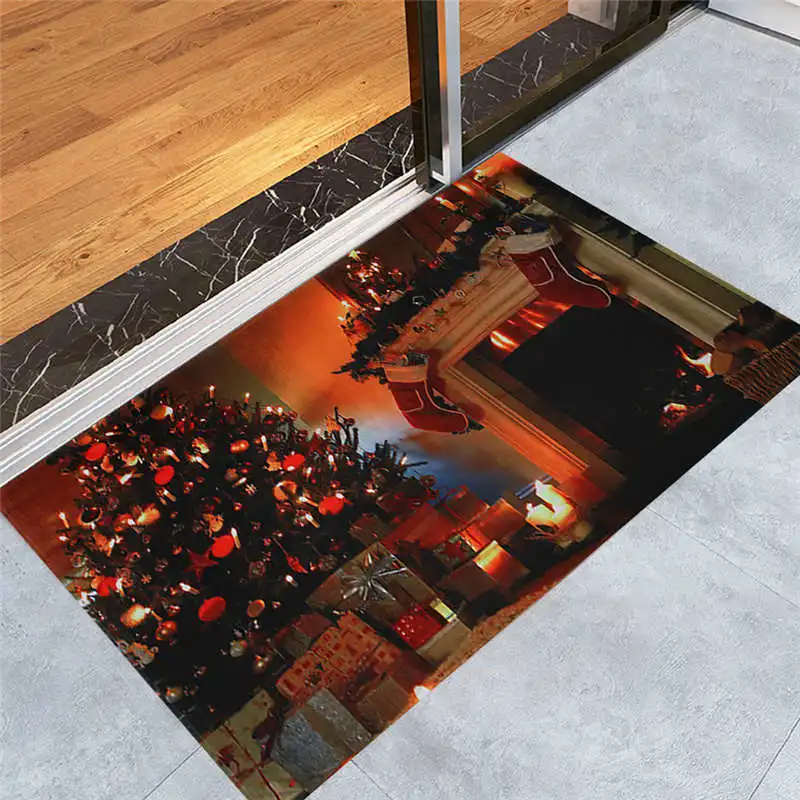 Merry Christmas Welcome Doormats Indoor Home Carpets Decor 40x60CM removable decor solution good slip resistance #2n21 (11)