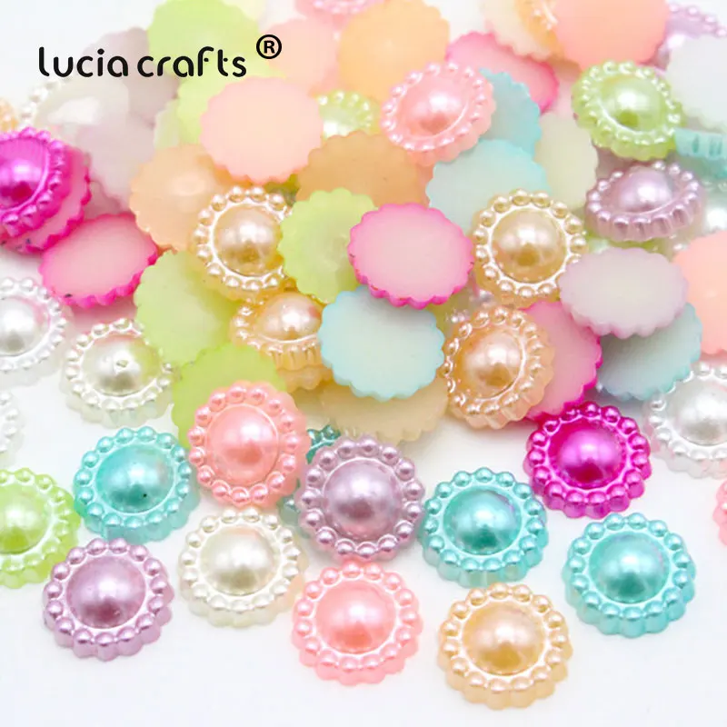 Lucia Crafts 50/100 шт цветок имитация жемчуга Flatback для скрапбукинга декор Сделай Сам