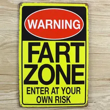 Горячая Распродажа "Предупреждение пердеть зоны введите на свой страх и риск" Жестяная Табличка, покрытая оловом Классические солнечные очки в металлической живописи для бара деоративные обои 20x30 см