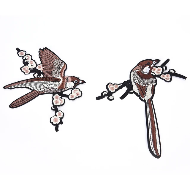 179 16 De Réduction1 Paire Oiseau Moineau Fleur De Prunier Fleur Patch Applique Fer Bâton Sur Les Vêtements écharpe Robe Accessoire Bricolage à