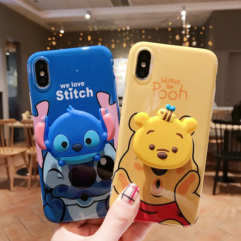 For iPhone XS max XR X stitch case toy story soft back cover 8plus 8 7P 6 6S 6P bear + airbag Stander |
