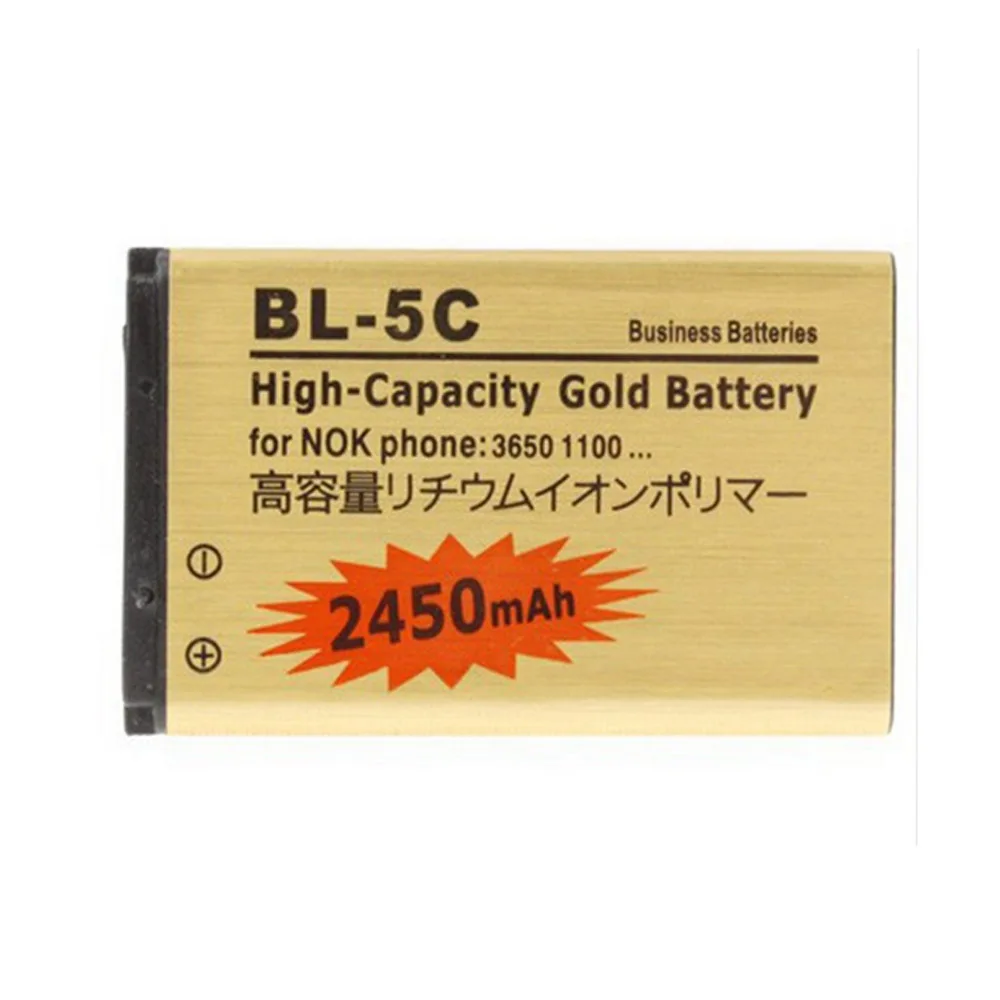 

40pcs/lot High Capacity Golden battery BL-5C Battery for Nokia 1000 1010 1100 1108 1110 1111 1112 1116 BATTERY BL5C