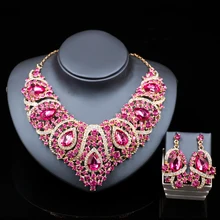 África cuentas nigerianos sistema de la joyería de moda joyería de la boda para las novias de oro plateado collar y pendientes de gota envío gratis