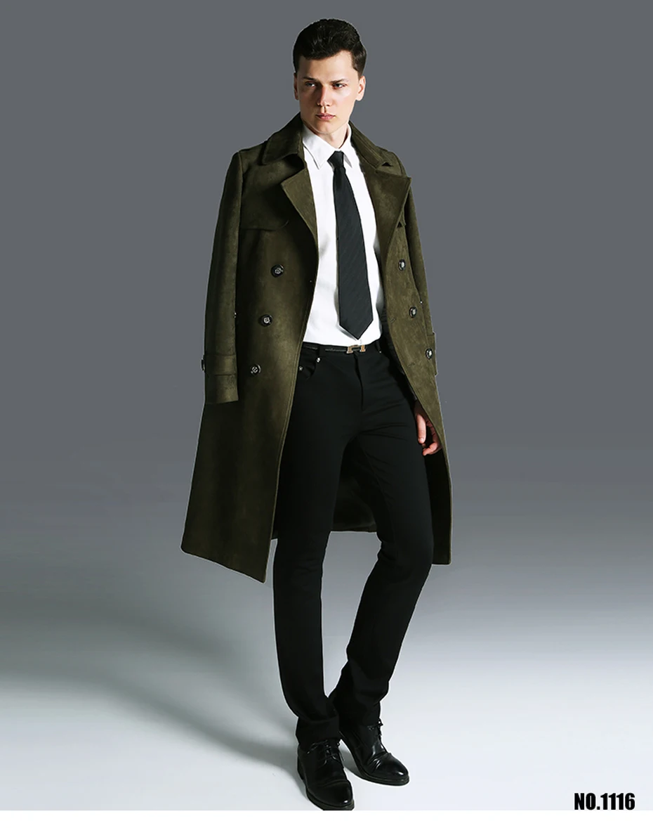 Holyrising мужская куртка из искусственной замши, мужской Тренч, зимняя приталенная Классическая длинная куртка, английская двубортная S-6XL#18082