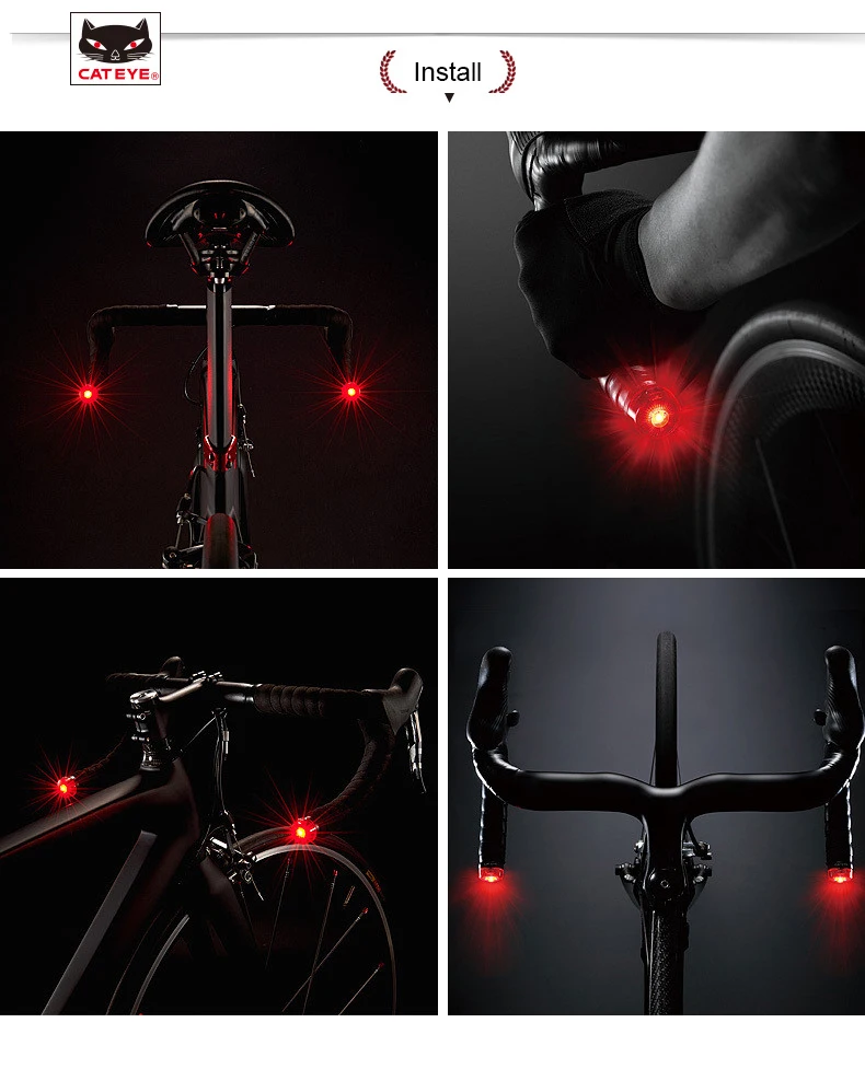 Sale CATEYE 2PC Cycling Bike Bar Plug Lights Taillight Bicycle Handlebar Barend Safety Lights Lamp Tail Warning Flashing Light Loop 2 10