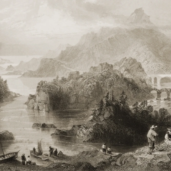 Cromwell's Bridge Glengariff County Cork Ireland Drawn By WHBartlett Engraved By JC Bentley From The Scenery (17 x 11)