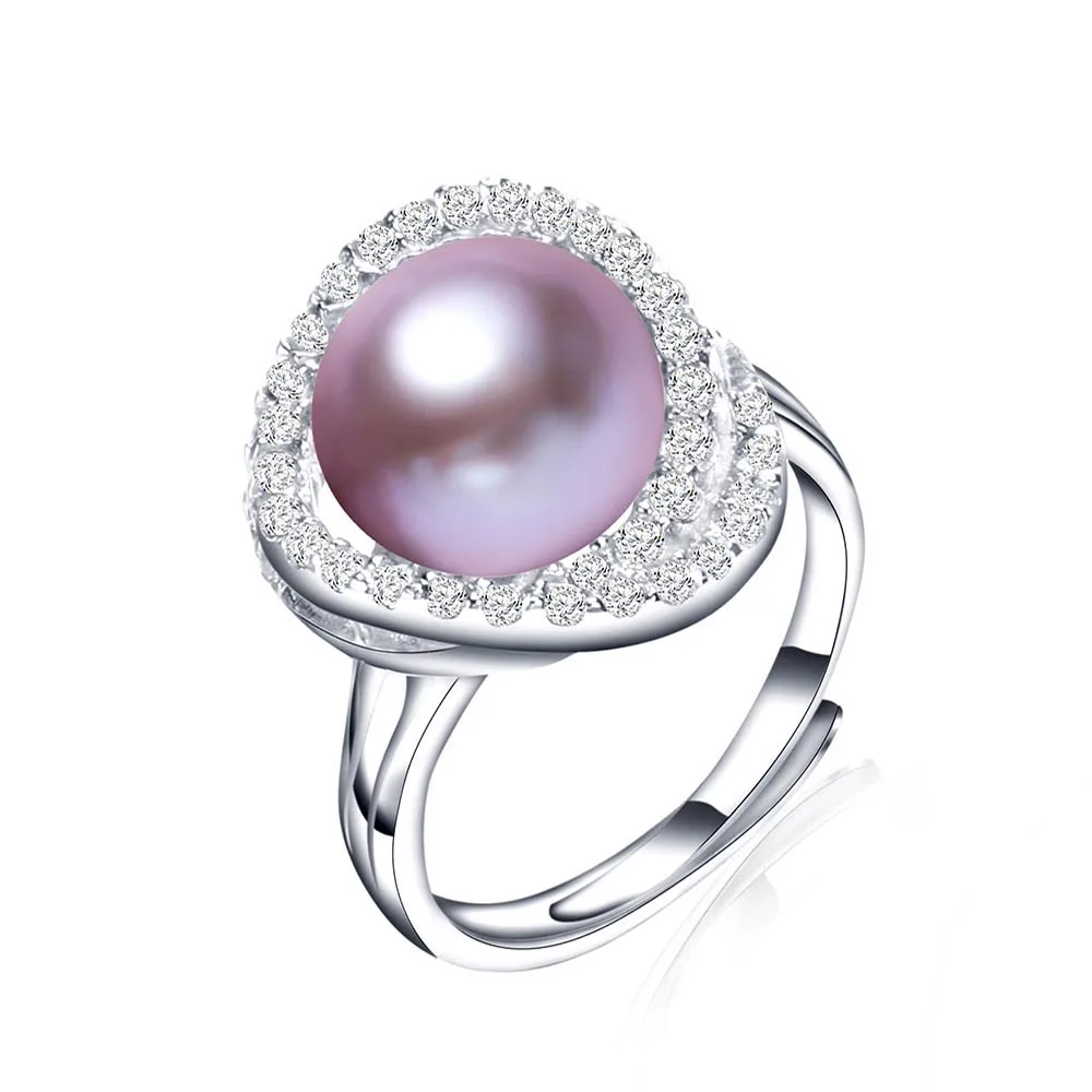 Новое модное кольцо с черным жемчугом, высокое качество, 10-11, Пресноводный Жемчуг, ювелирное изделие для женщин, подарок на день матери, 925 серебряное кольцо - Цвет камня: purple pearl