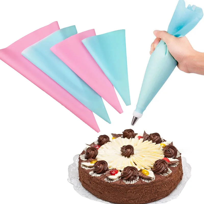 

4 Sizes/Set Silicone Pastry Bag Pastry Decorating Tools Icing Piping Cream Pastry Bag For Cake Shop Pastry Tips Reusable