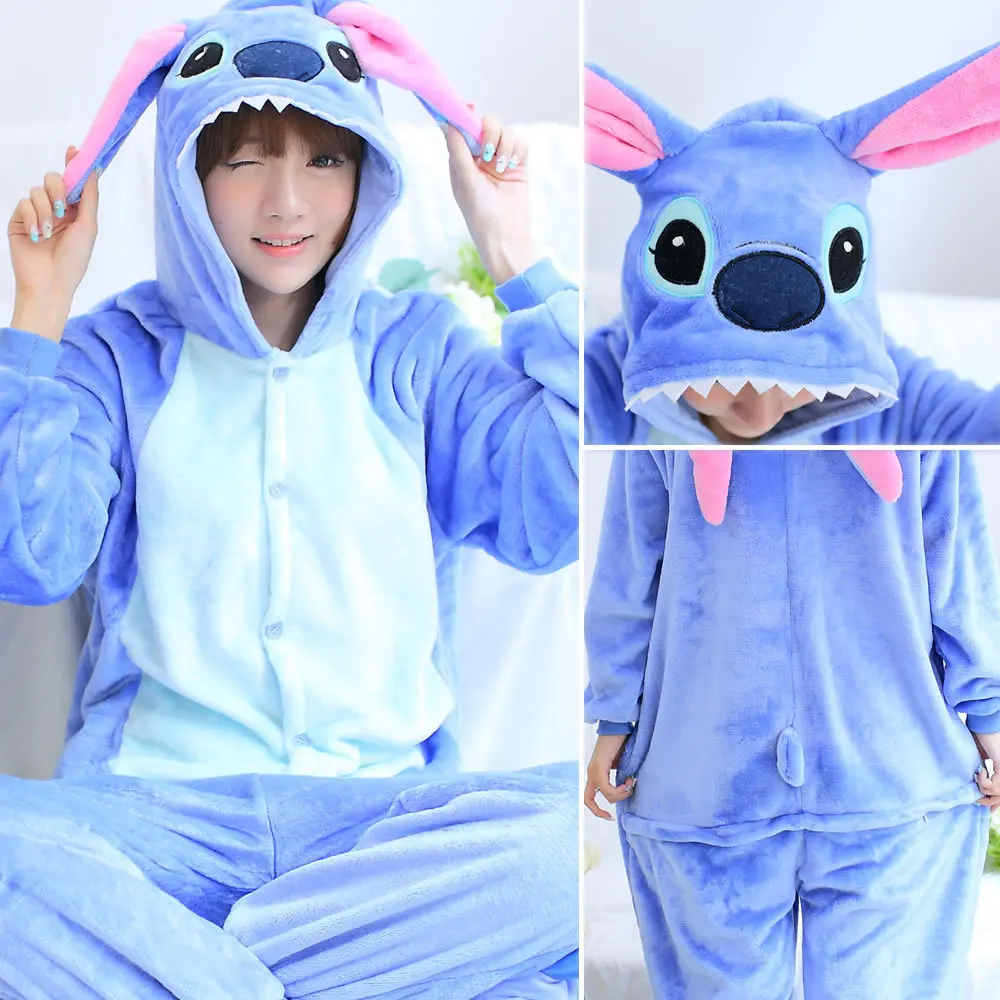 Warm Flannel Pajamas Adults Animal Pajamas Sets Cartoon Unicorn Panda ...