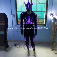 3 Sets Colorful Led Robot Luminous Ballroom Costume With Led Mask Led Lighting Clothing Suit For