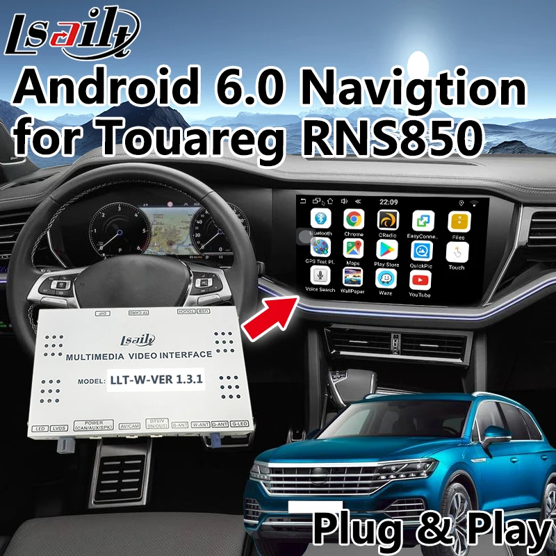 Android 6.0 GPS Navigation Box for Volkswagen Touareg RNS850  Video Interface integration with WIFI , Mirrorlink , youtube