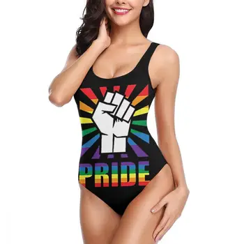 

LGBT Gay Pride PRIDE Fist Swimwear Women One Piece Swimsuit Bathing Suit Monokini Bikini 2019 Tights Bodysuit Female Bather Team