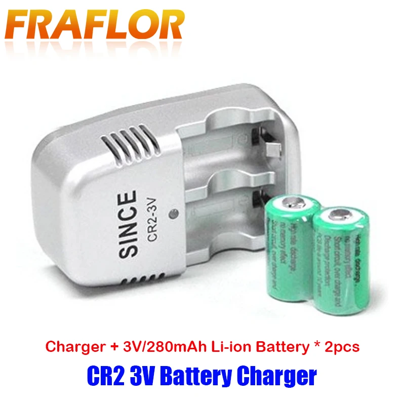 

CR2 3V (15270) AI-BALL Mini Wifi Camera Rangefinder Battery Charger With 2PCS Rechargeable Li-on Battery AC 110-240V Input