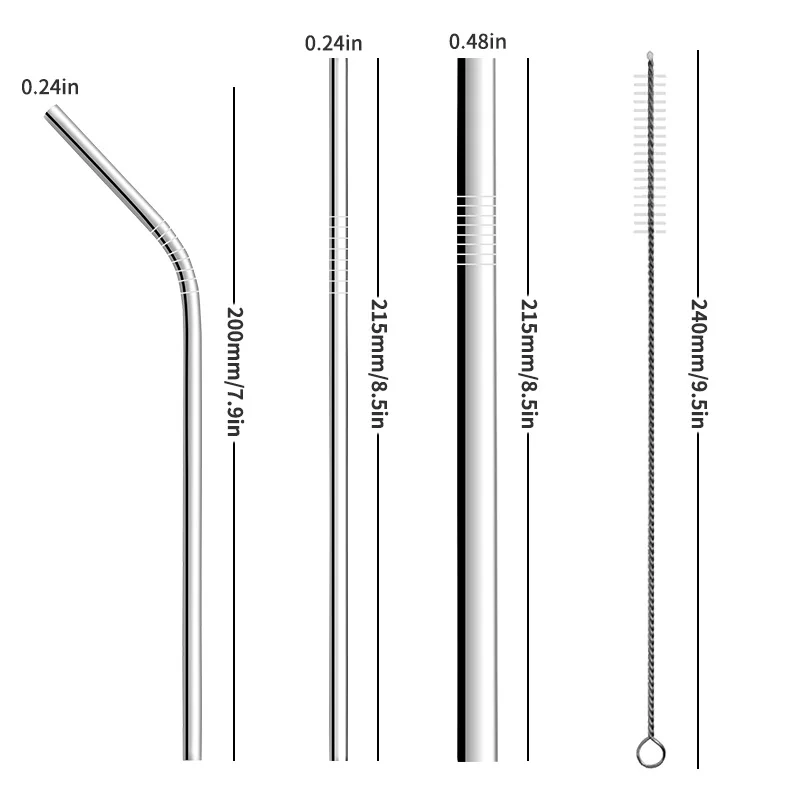 CHANOVEL 5 шт./компл. многоразовые, для питья соломы из нержавеющей стали прямой/изгиб металлическая соломинка с чистящей щеткой бар аксессуары