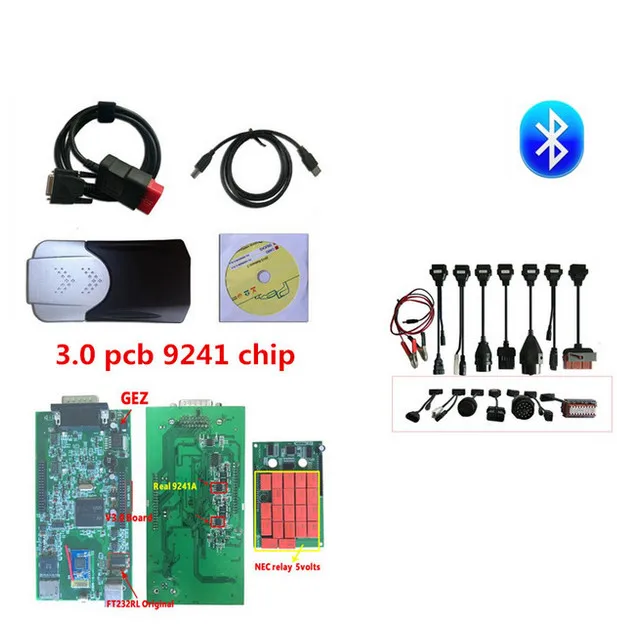 

3.0 pcb 9241 chip new box for delphis vd ds150e cdp new vci tcs cdp pro +8 pcs car cables for autocoms can choose
