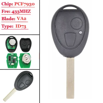 

2 Button Remote Smart Key 433Mhz ID73 Chip Uncut Blade For BMW Mini for Cooper 2002 2003 2004 2005 R50 MG ZT ZR ZS Rover 75