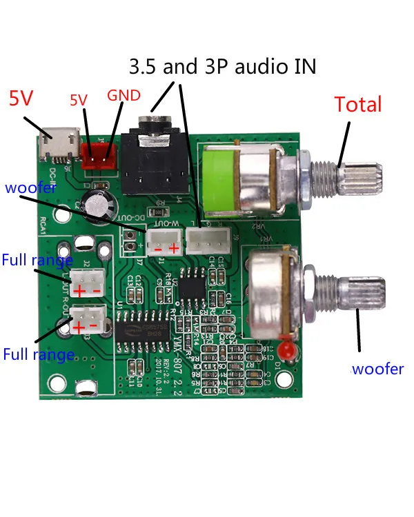 Ghxamp 2,1 Усилитель НЧ-динамика 5 Вт* 2+ 10 Вт усилитель басов аудио доска Mp3 Mp4 PC портативный динамик DIY 4 Ом DC5V