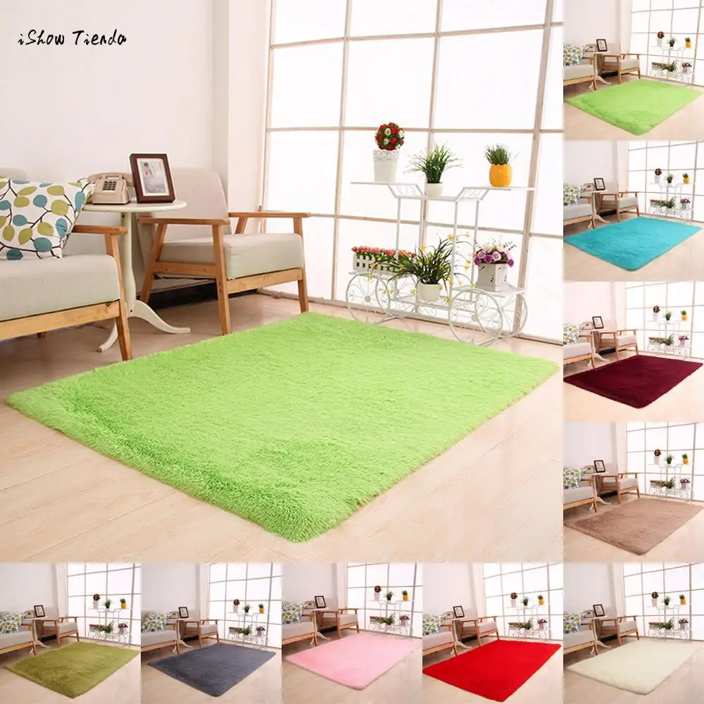 ISHOWTIENDA New 1PC 80*120cm Floor Rug Fluffy Rugs Anti Skid Shaggy
