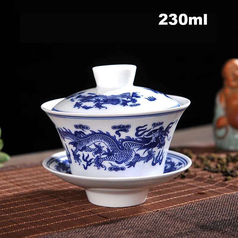 Gaiwan Porcelain Chinese Kung Fu Sancai Tureen Teacup 4oz Set Bowl Saucer Lid A 
