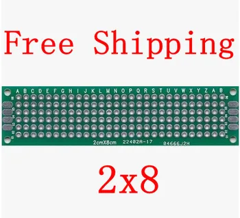 

Free shipping 100pcs 2x8 cm PROTOTYPE PCB 2*8 panel double coating/tinning PCB Universal Board double Sided PCB 2.54MM board