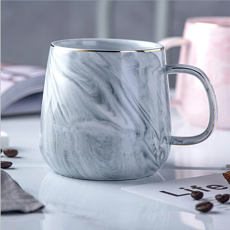 Кофейная кружка мраморная кофейная чашка Caneca керамические кружки для пар Canecas фарфор 350 мл большой молочный Кофе Чай Личный офис чашки Мода - Цвет: Package 1