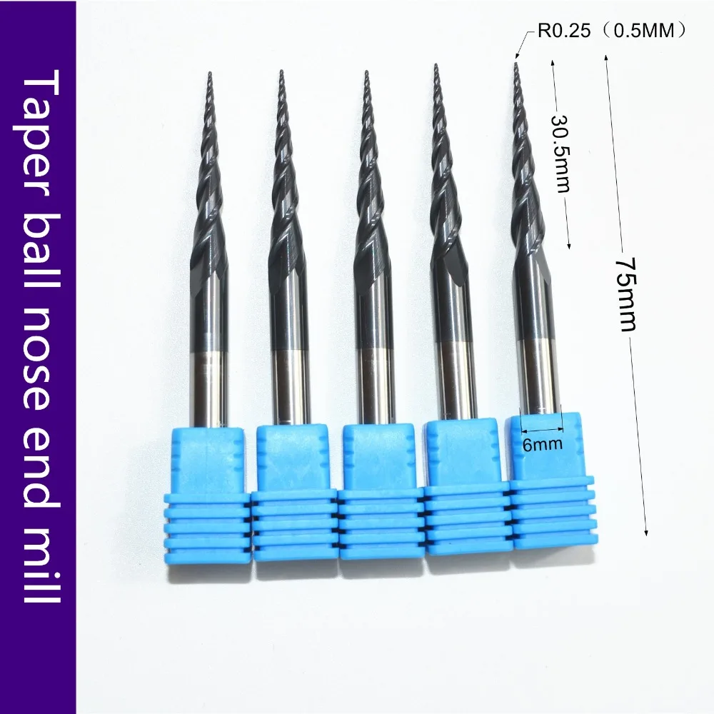 5 pcs 4mm Carbide Endmill 4 Flute Flat Bottom Regular TiAlN