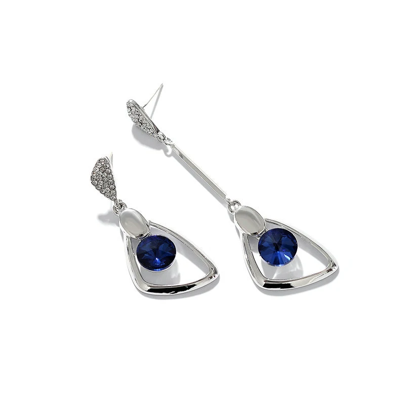 

Women Water Drop Earrings 925 Sterling Silver Blue Crystal from Austria Earring Office Lady Gifts for Engagement Dangle Earrings