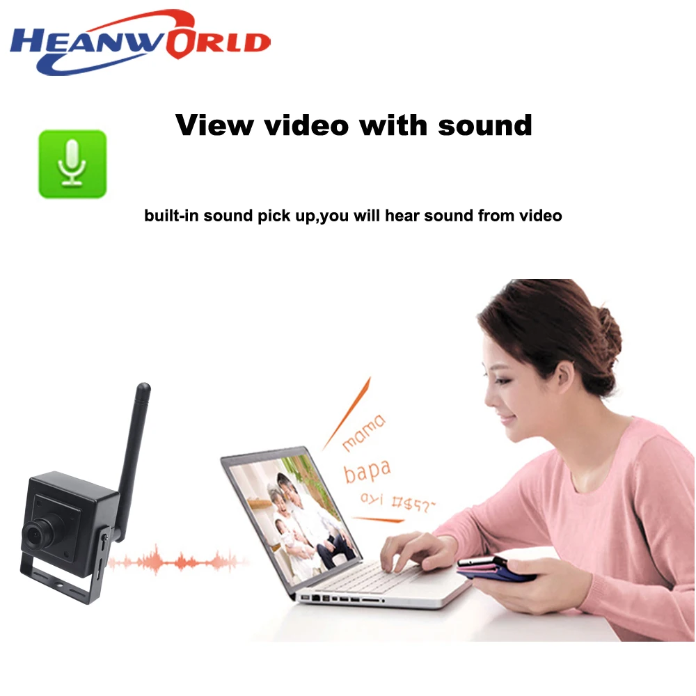 Камера видеонаблюдения Heanworld 720P беспроводная с микрофоном P2P HD Wi Fi|cctv white|cctv wired
