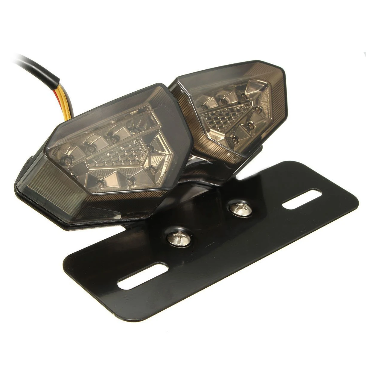 

TOYL Motorcycle Smoke LED Brake Rear Tail Turn Signal License Plate Integrated Light Black