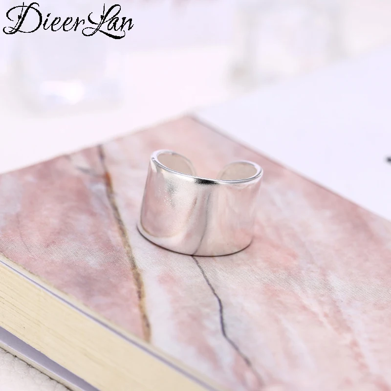 

DIEERLAN Bohemian Vintage 925 Sterling Silver Big Smooth Rings for Women Ladies Statement Jewelry Wedding Finger Rings