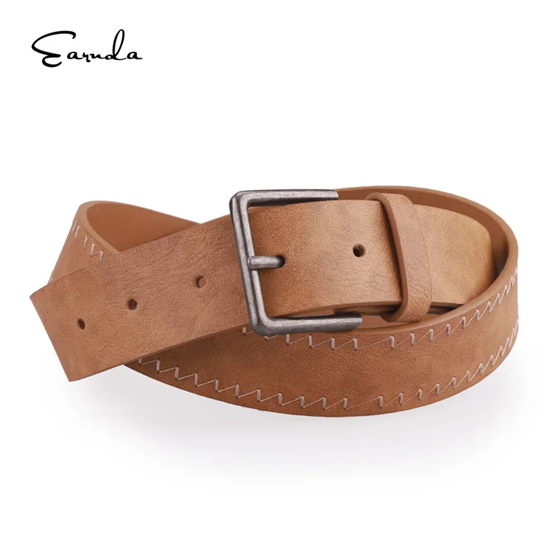 Earnda Luxury Brand Brown Women&#39;s Belt PU Leather Casual Waist Belt Vintage Needle Buckle Strap ...