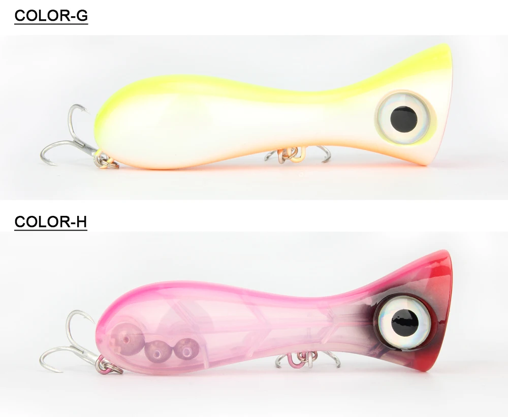 New Big Mouth Popper Fishing Lures 9.7cm 31.6g Artificial Surface Floating Hard Bait 3D Eyes Wobblers Bass Pike Fishing Tackle  (6)