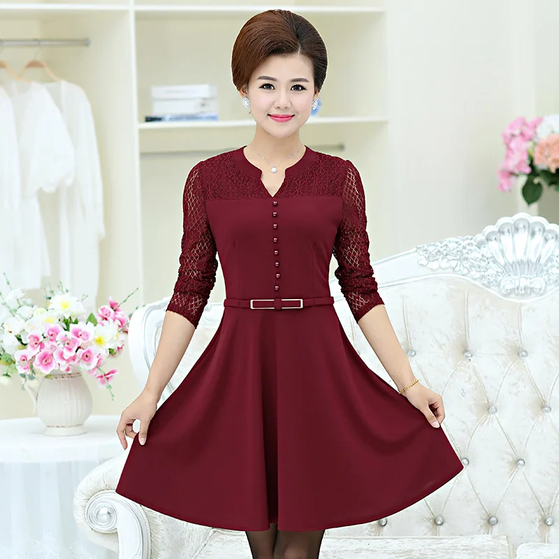 Buy Dresses For Older Women Middle Age Clothing Fashion Big Size 4xl 5xl Autumn