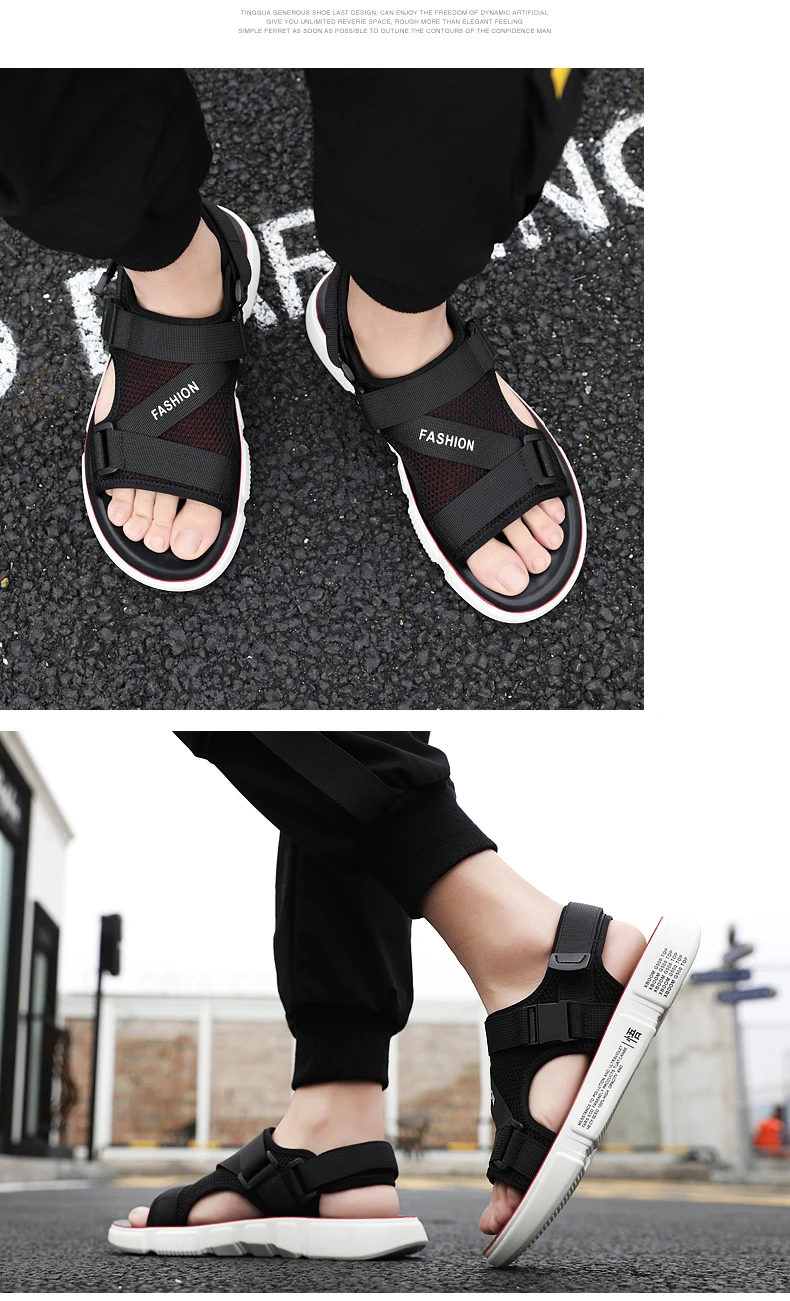 Новые сандалии мужские Гладиатор Для мужчин сандалии в римском стиле мужская обувь летние шлепанцы черный Туфли без каблуков дышащая Уличная обувь