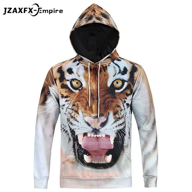 Fashion Tiger Print Men Women Hooded Hoodies Sweatshirt Long Sleeve 3D