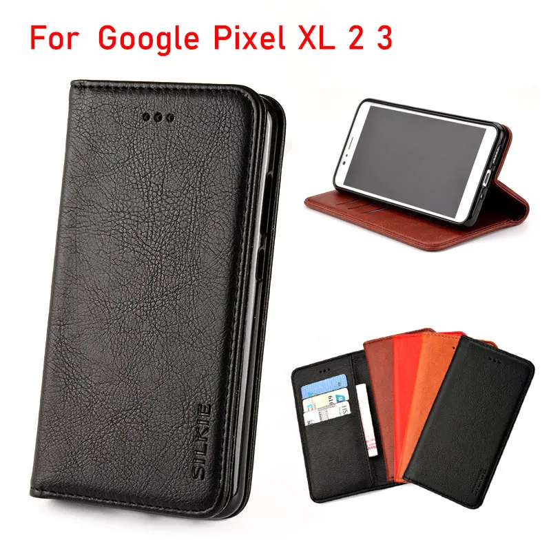 

case for Google Pixel XL 2 3 Luxury Flip cover Vintage Leather Card Slot Without magnets Cases For Google Pixel XL 2 3 funda