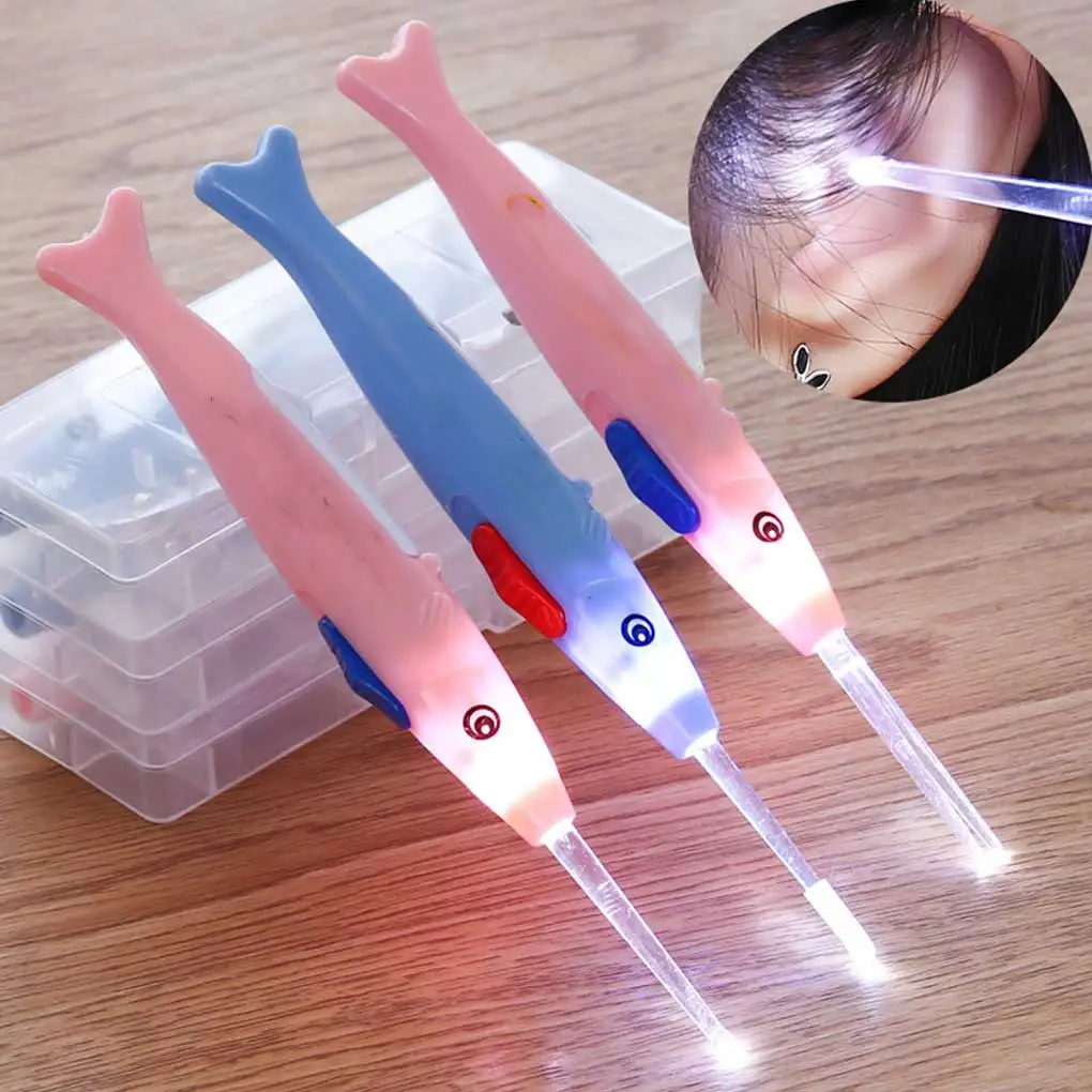 

High Quality 1PC Color Random Lighting Earpick Cartoon Fish Shaped LED Ear Wax Removal Spoon Cleaner Tool Kit