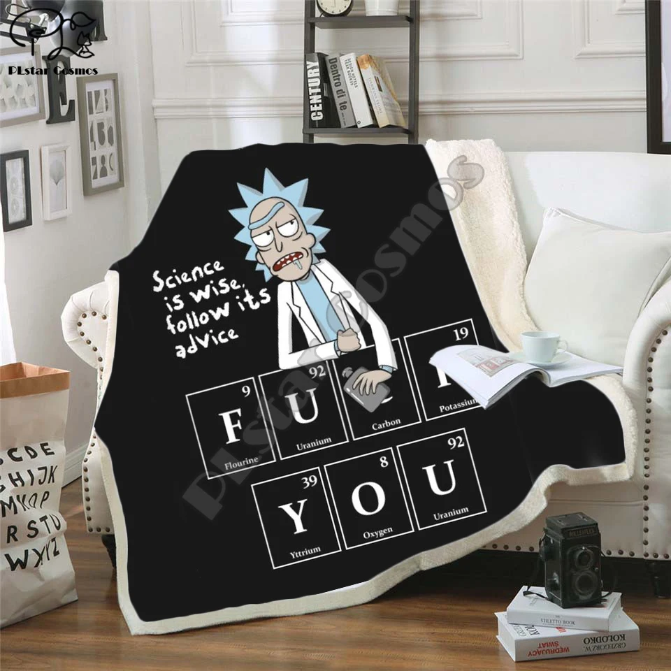 Comprar Plstar universo dibujos animados Rick y Morty carácter divertido manta impresión 3D manta de Sherpa en la cama Textiles para el hogar estilo de ensueño 9