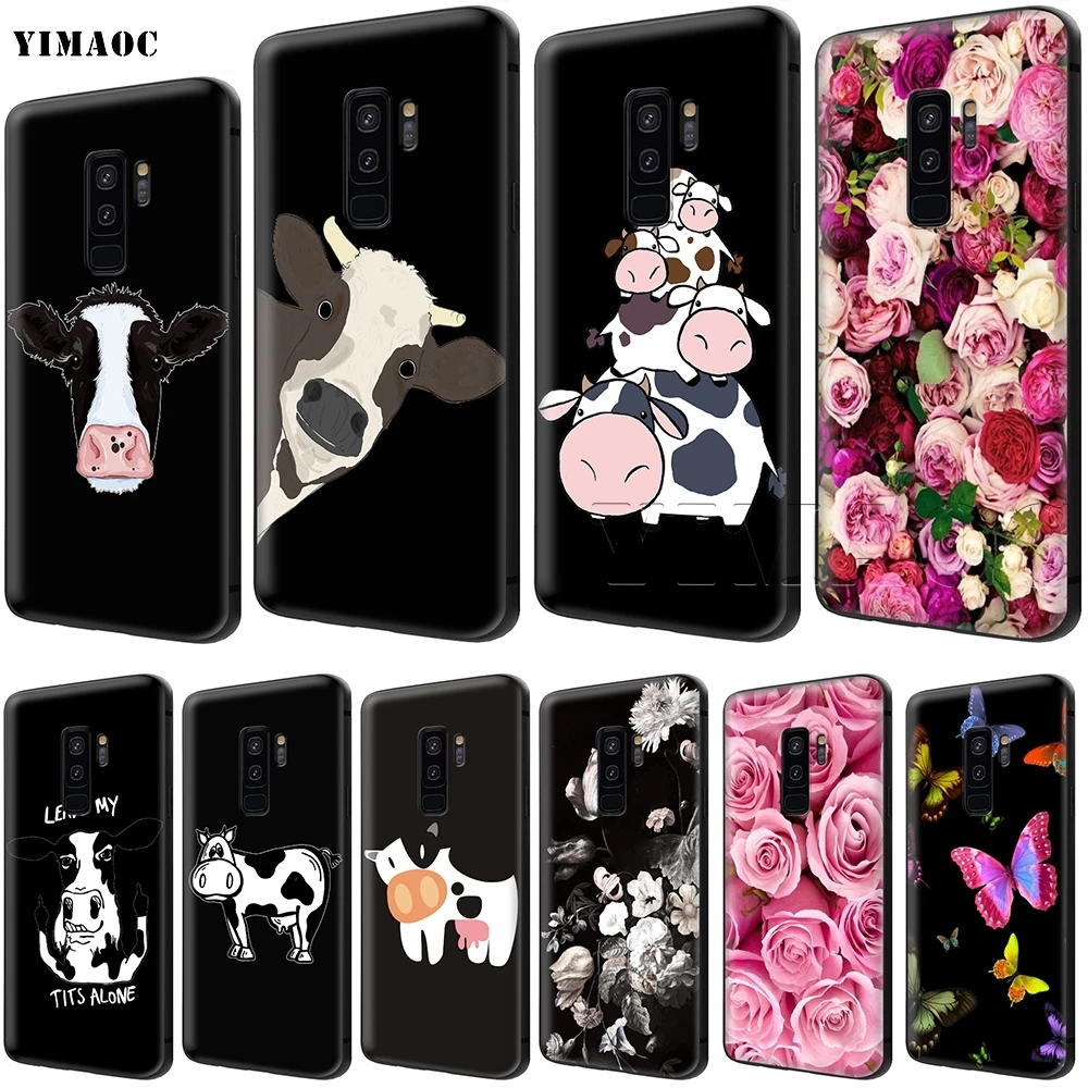 

YIMAOC Animal Cute Cow Soft Silicone Case for Samsung Galaxy S6 S7 Edge S8 S9 Plus A3 A5 A6 Note 8 9