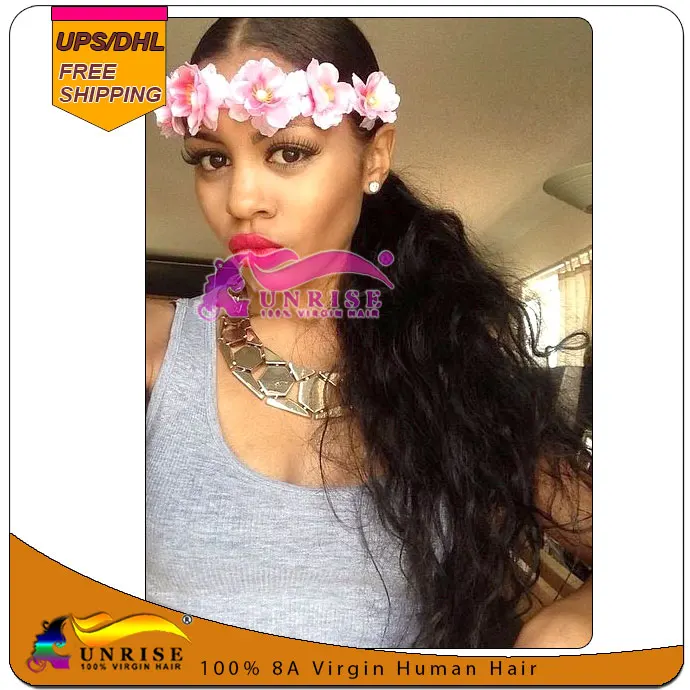 

FACTORY PRICE free shipping loose wave ponytail hair 100% human hair ponytail magic tape  /wrap around Ponytail Hair extension