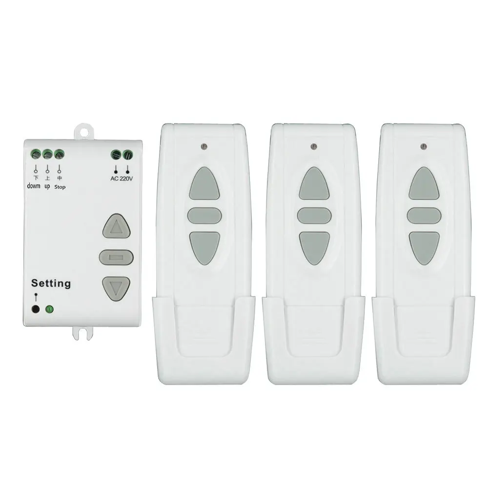 

AC 220V Motor Wireless Remote Control Switch UP Down Stop Tubular Motor Controller Forward Reverse Latched + 3X Transmitters