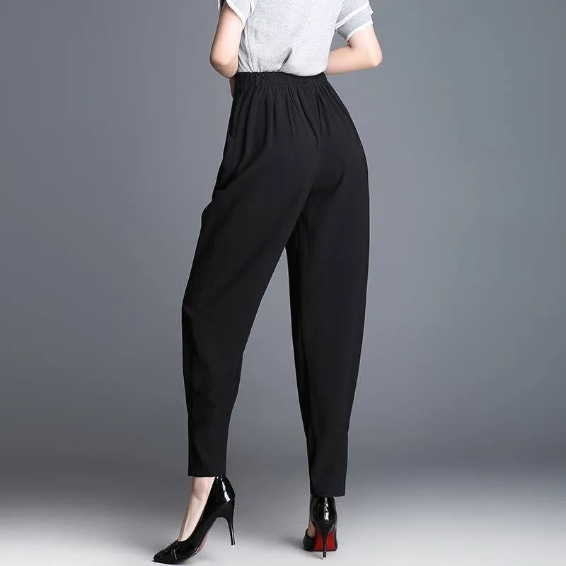 Женские шаровары весна лето новые модные повседневные модели шаровары женские черные брюки с высокой талией