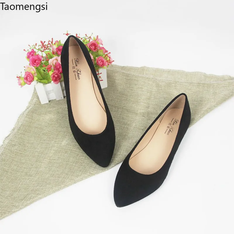 

Taomengsi pointed fashionable shallow flat sole women's large shoes 41-43-44 small shoes 31-33-34 pregnant women's BLACK shoes