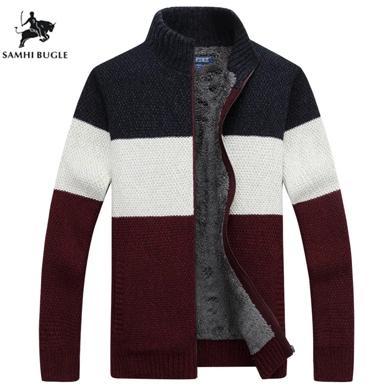 Best Price SAMHI BUGLE Brand Clothing Thicken Winter Sweater Men Pattern Striped Zipper Warm Outwear Jacket Wool Liner Cardigan Men Best Price SAMHI BUGLE Brand Clothing Thicken Winter Sweater Men Pattern Striped Zipper Warm Outwear Jacket Wool Liner Cardigan Men