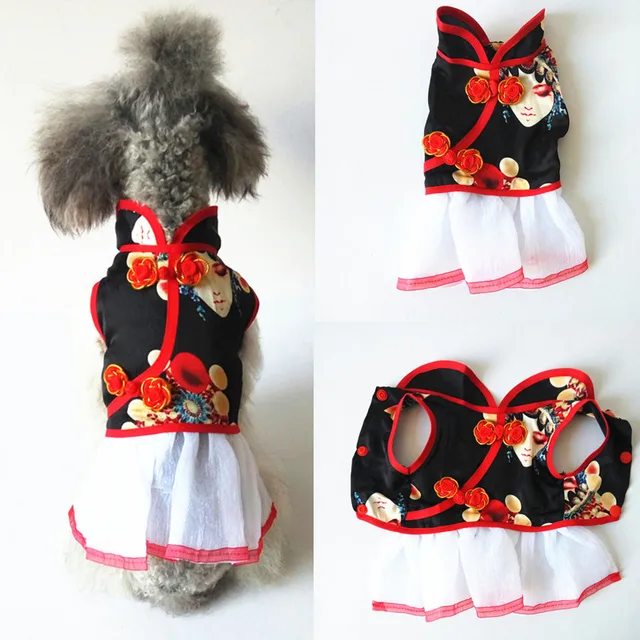 Chinese Dog Clothes Peking Opera Pattern Pet Clothing Summer Dog Vest
